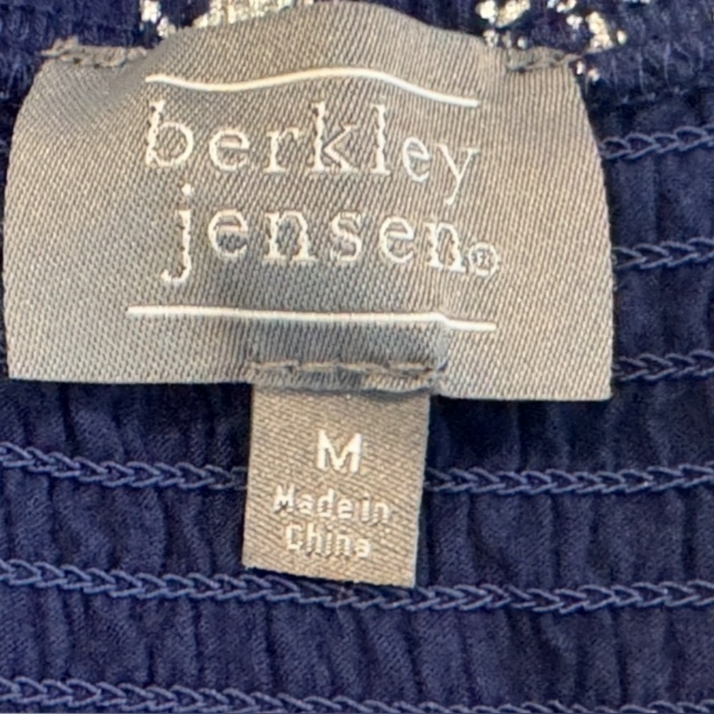 Women’s Berkley Jensen Navy Blue & Silver Long Maxi Dress: Pockets: M - Picture 10 of 11